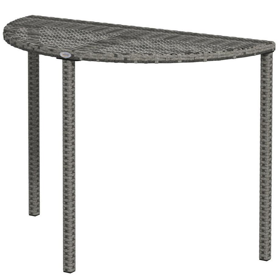 Tavolo Da Balcone Tavolino Da Giardino Mobili Da Giardino Mezzo Rotondo In Polyrattan Metallo Grigio 100 X 50 X 74 Cm