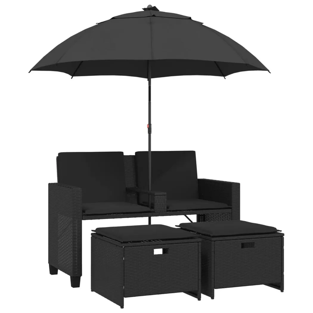 VidaXL - divano da giardino Polirattan, One Size, Nero