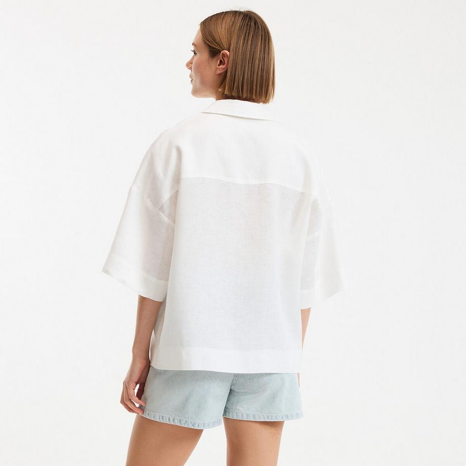 La Redoute Collections Leinenhemd mit weiten Ärmeln und Ellenbogen Signature  