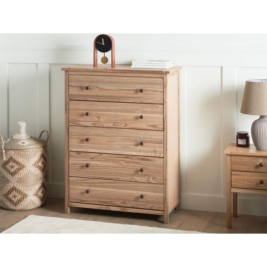 Beliani Commode à 5 tiroirs en Sassafras  SALTON  