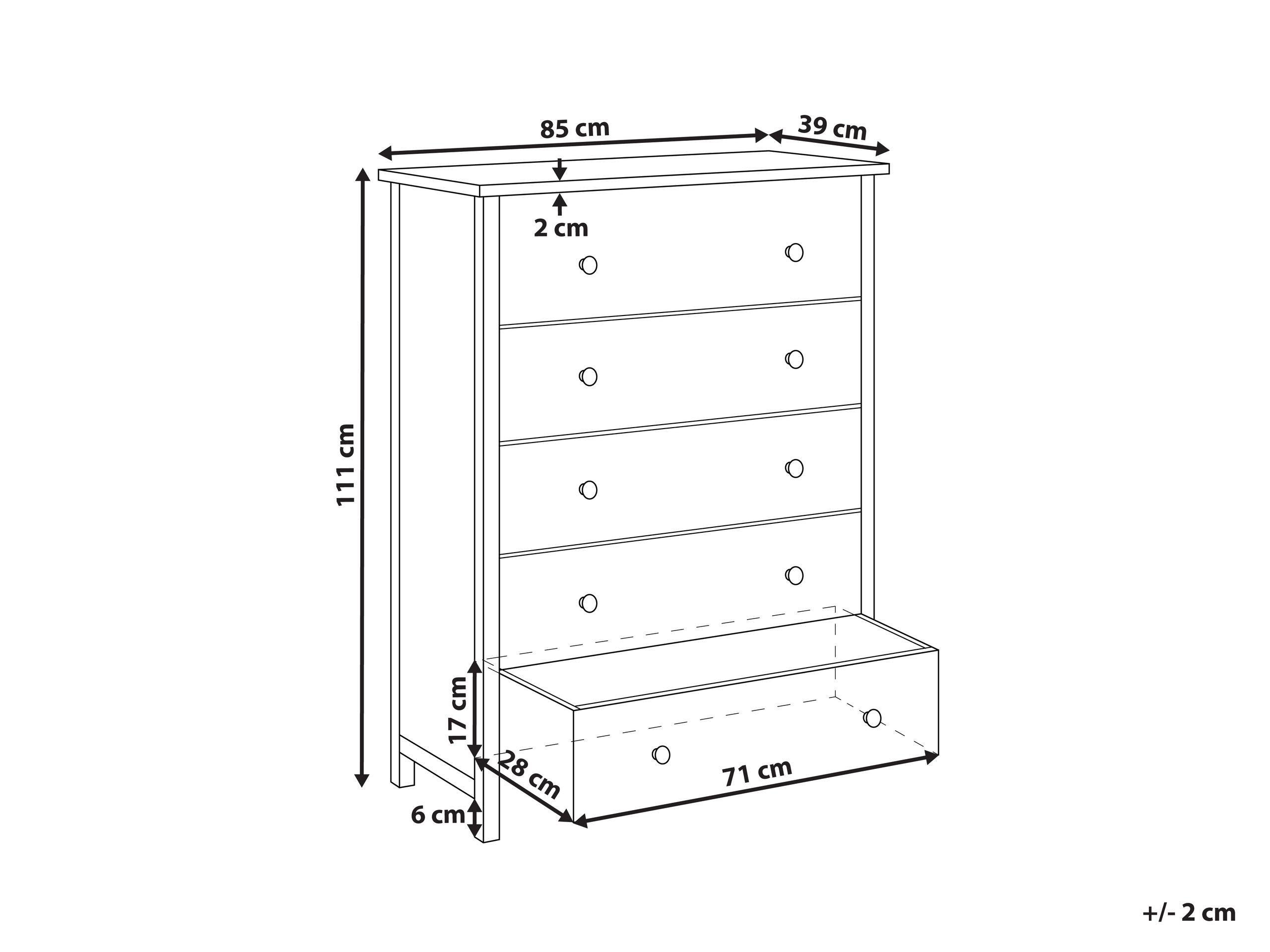 Beliani Commode à 5 tiroirs en Sassafras Rustique SALTON  