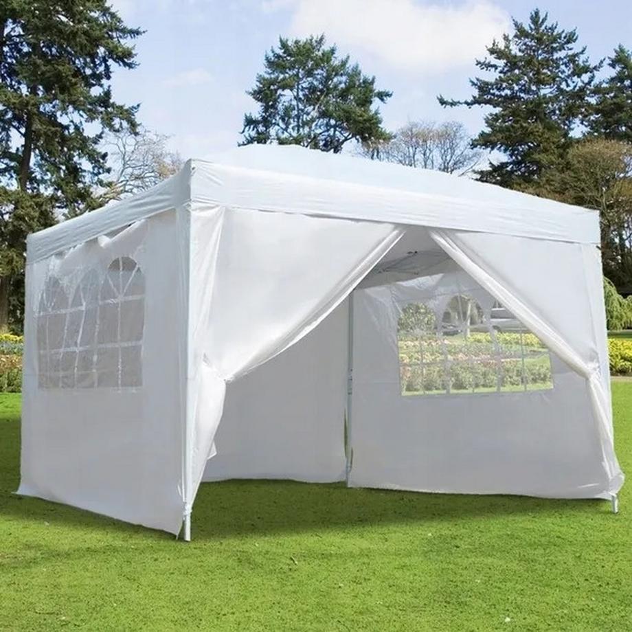 Northix Tenda commerciale da giardino, 3x3 m, 4 pareti, bianca, MultiGarden  