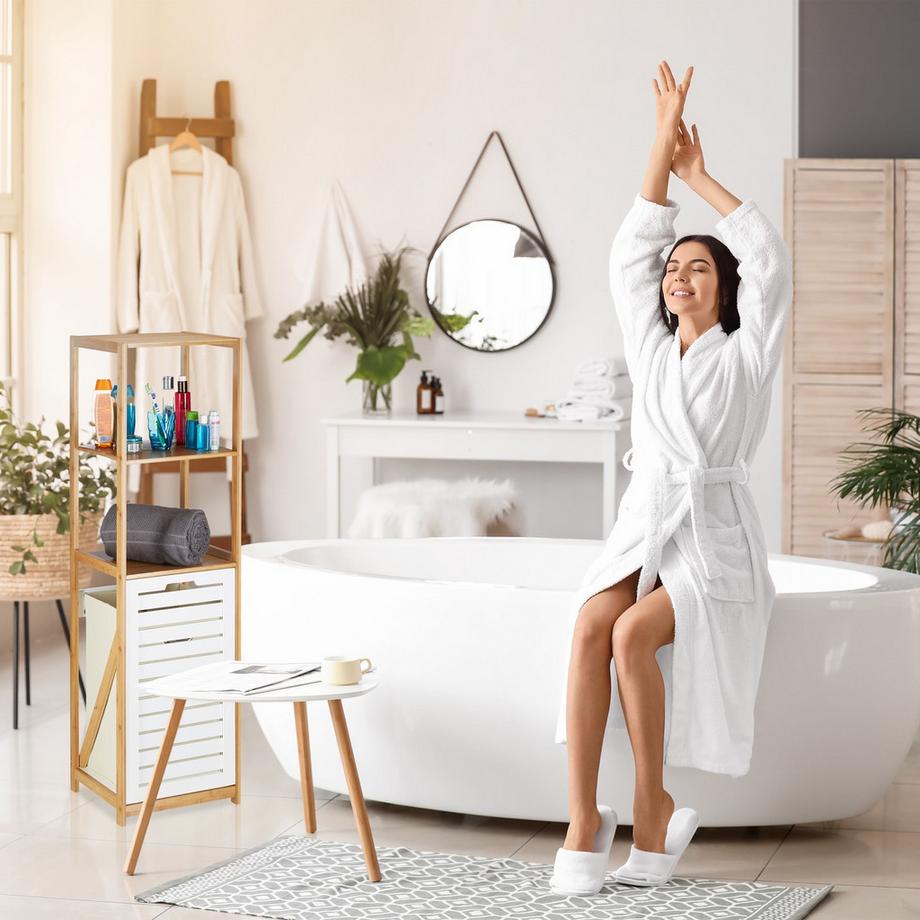 B2X Mensola da bagno con cesto per la biancheria  