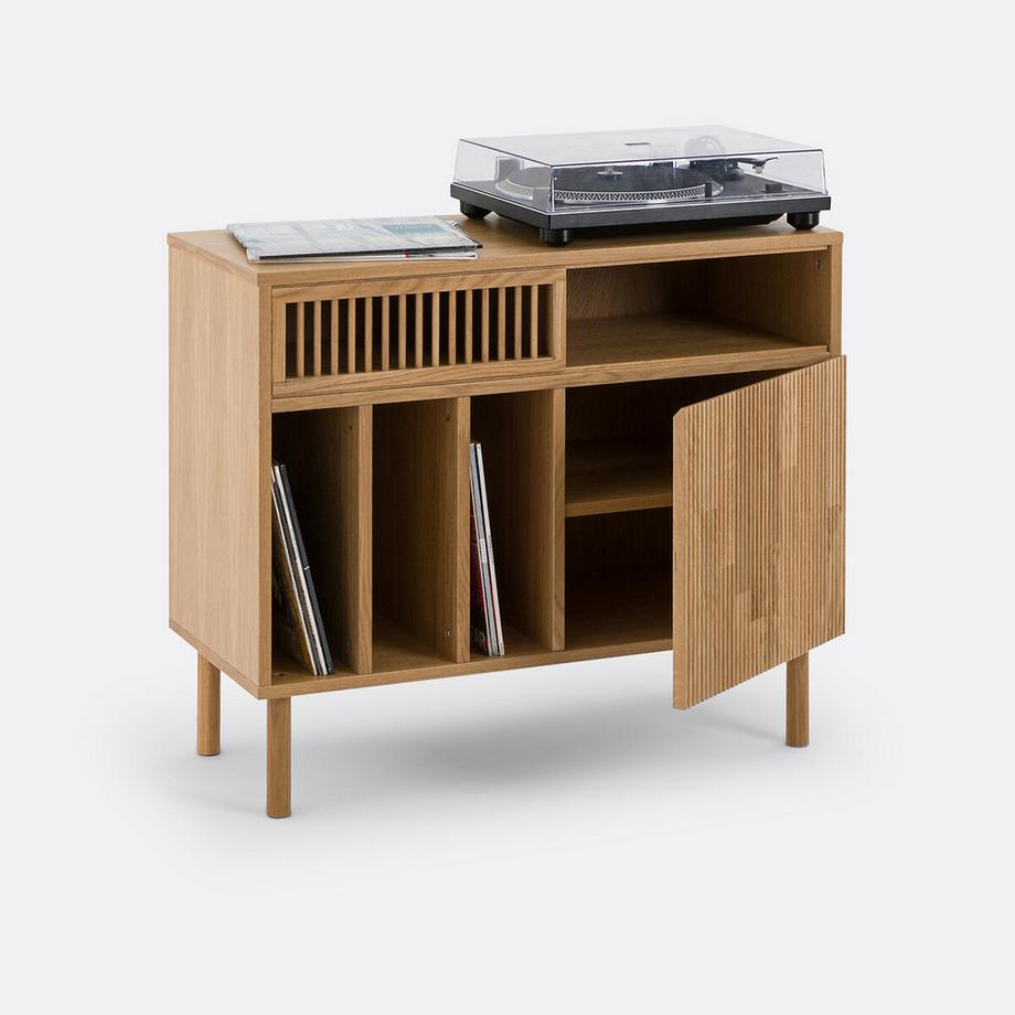 La Redoute Intérieurs Meuble vinyles chêne massif et plaqué  