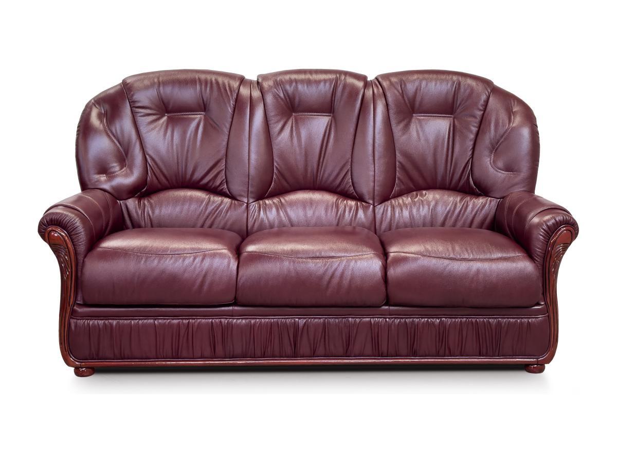 Vente-unique Ledersofa 3Sitzer Büffelleder Wein DAPHNE  