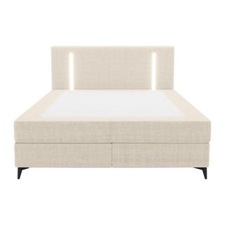 Ysmée Boxspringbett komplett - Kopfteil mit LED-Beleuchtung + Lattenrost + Matratze + Topper - 160 x 200 cm - Stoff - Beige - ONO von YSMÉE  