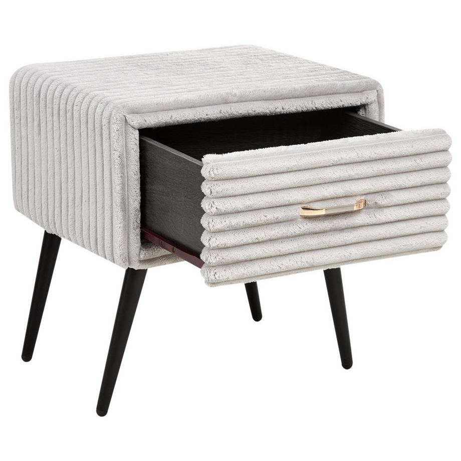 Beliani Comodino 1 cassetto en Velluto a coste  FLAYAT  