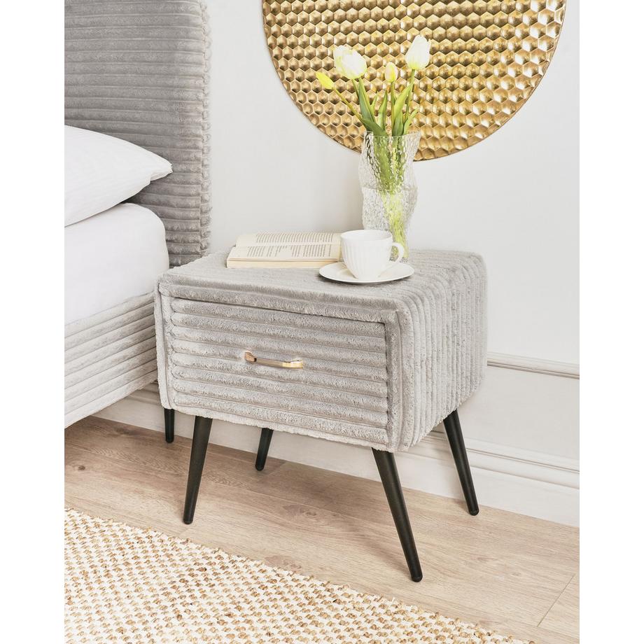 Beliani Comodino 1 cassetto en Velluto a coste  FLAYAT  