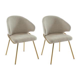 PASCAL MORABITO Lot de 2 chaises en tissu et métal doré - Beige - LUXIVA de Pascal Morabito  