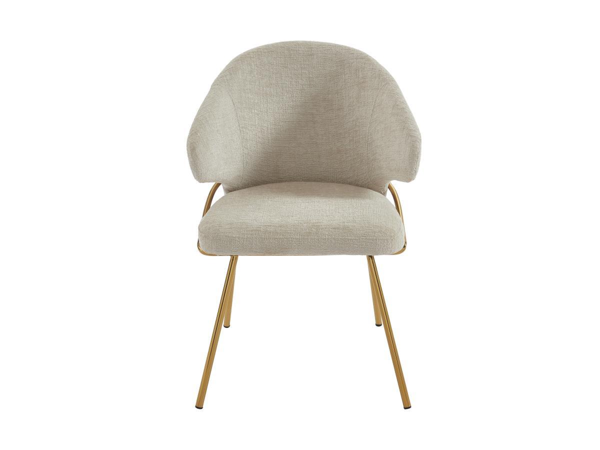 PASCAL MORABITO Lot de 2 chaises en tissu et métal doré - Beige - LUXIVA de Pascal Morabito  