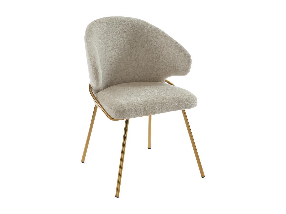 PASCAL MORABITO Lot de 2 chaises en tissu et métal doré - Beige - LUXIVA de Pascal Morabito  