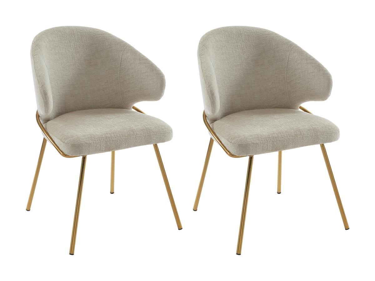 PASCAL MORABITO Lot de 2 chaises en tissu et métal doré - Beige - LUXIVA de Pascal Morabito  