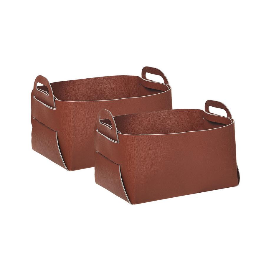 Beliani Korb, Büroaccessoires aus Kunstleder Rustikal NUZI  