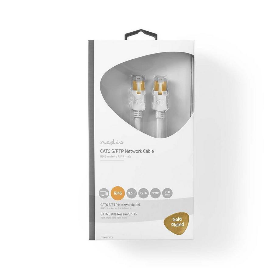 Nedis  CAT6 Netzwerkkabel | RJ45 Stecker | RJ45 Stecker | S/FTP | 5,00 m | Rund | LSZH / PVC | Weiß | Box mit Fenster 