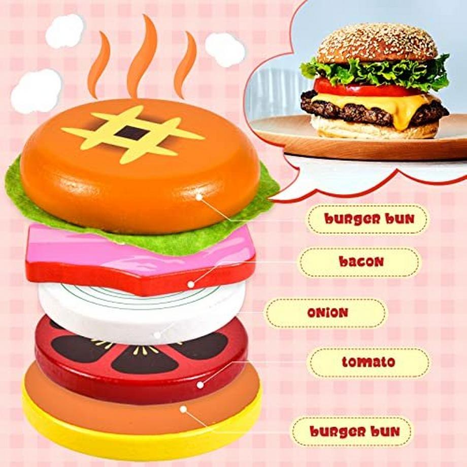 Activity-board  Kinderküche Holzspielzeug Spielküche Zubehör Küchenspielzeug Lebensmittel Holz mit Pizza Gemüse Obst Schürze 