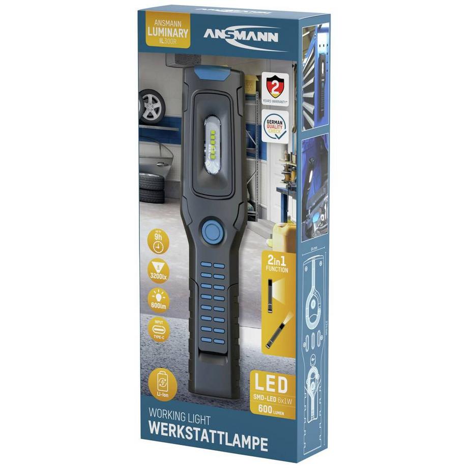 ANSMANN  IL300R multifunktionale LED-Werkstattleuchte mit Li-Ion Akku 