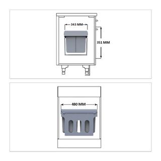 Northio Ausziehbare Abfalltrennung mit 2 Abfallbehältern  