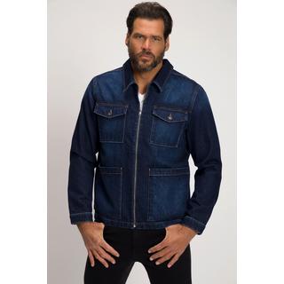 JP1880  Giacca di jeans con colletto da camicia e zip 