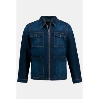 JP1880  Giacca di jeans con colletto da camicia e zip 