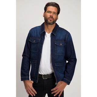 JP1880  Veste en jean, col chemise et fermeture à glissière 