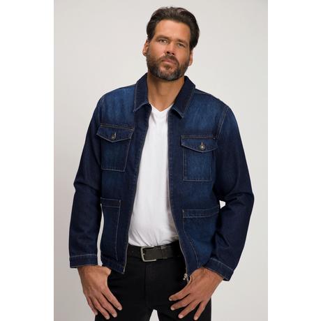 JP1880  Veste en jean, col chemise et fermeture à glissière 