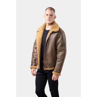 GÖTTIG.  Lammfell Aviator B3 Lederjacke - Braun 