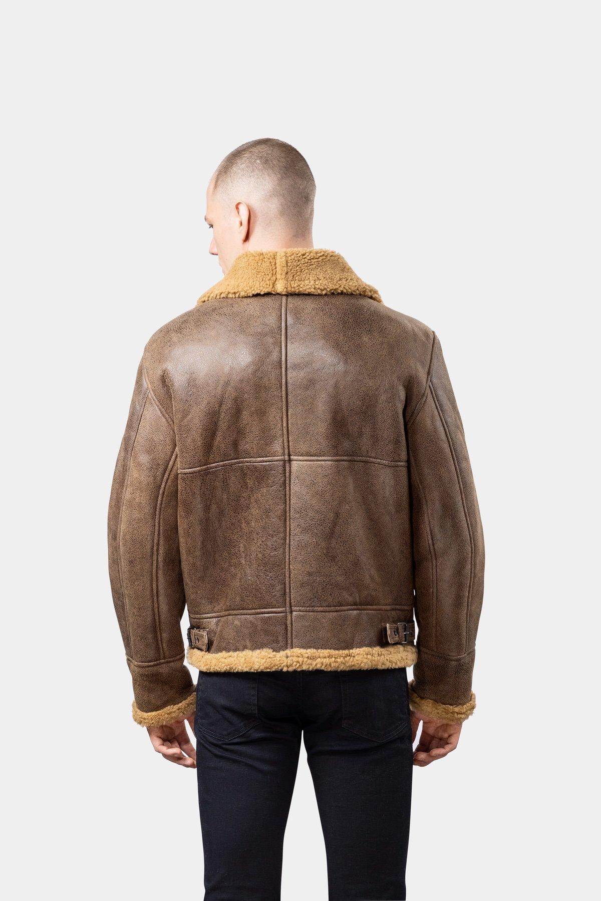 GÖTTIG.  Blouson en cuir Shearling Aviator B3 - Marron 