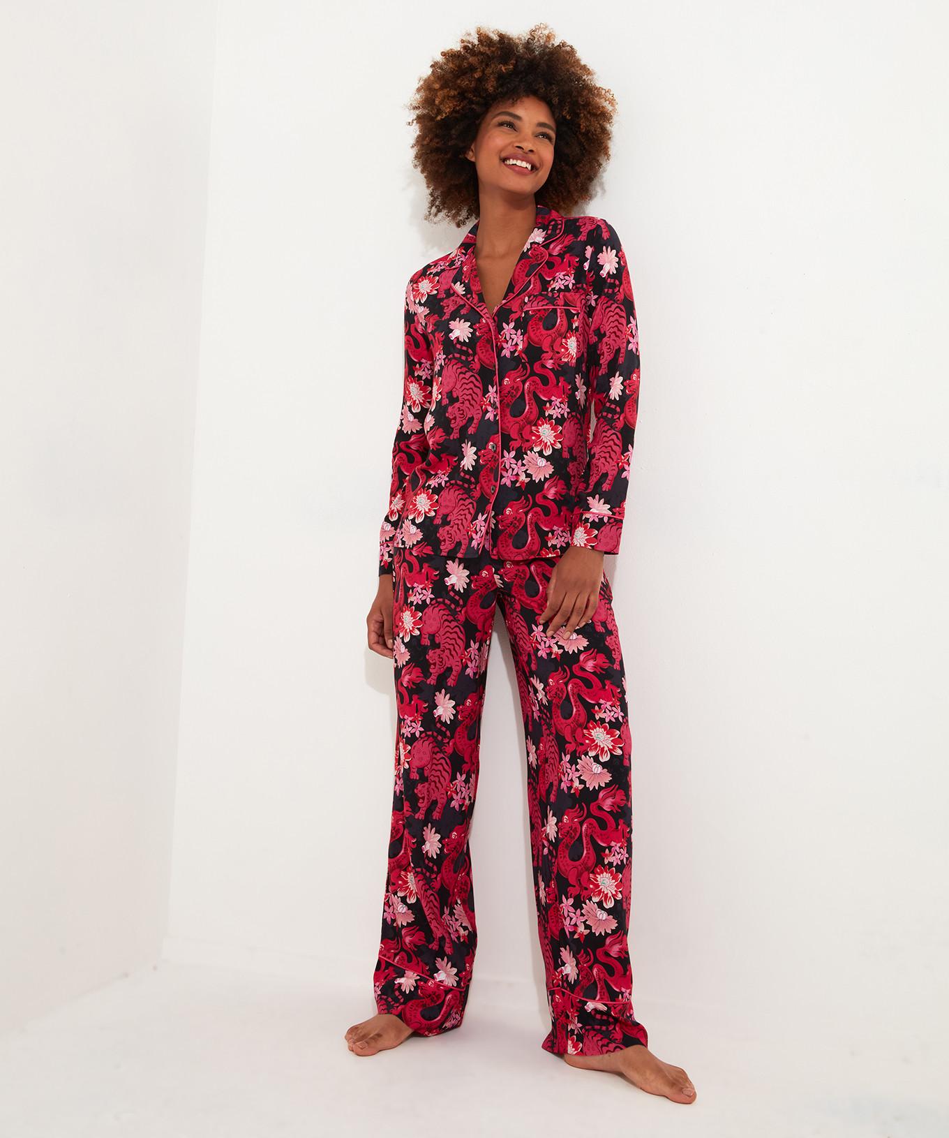 Joe Browns  Pyjama-Oberteil mit Drachenmuster und Knopfleiste 