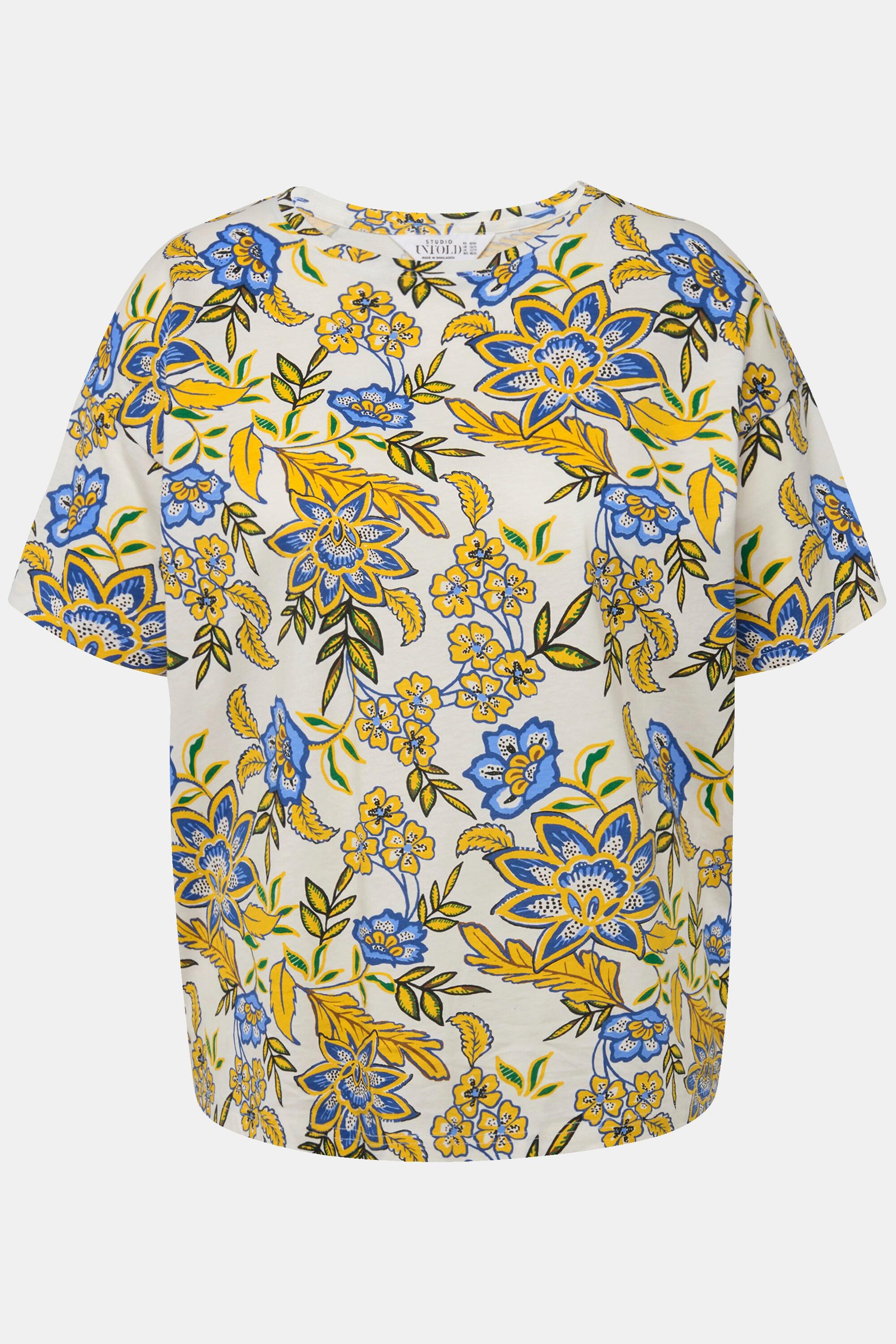 Studio Untold  T-shirt dal taglio oversize, scollo a girocollo e mezze maniche sole giallo 