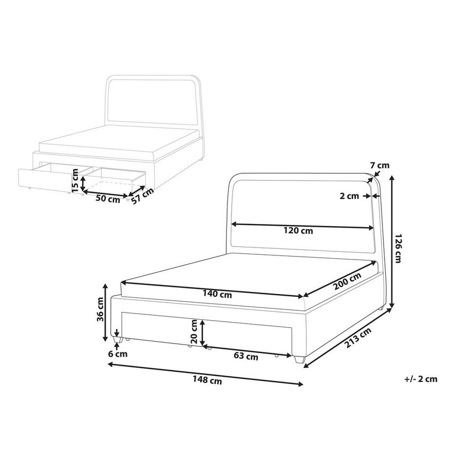 Beliani Letto con cassetti contenitori en Bouclé Scandinavo SARDENT  