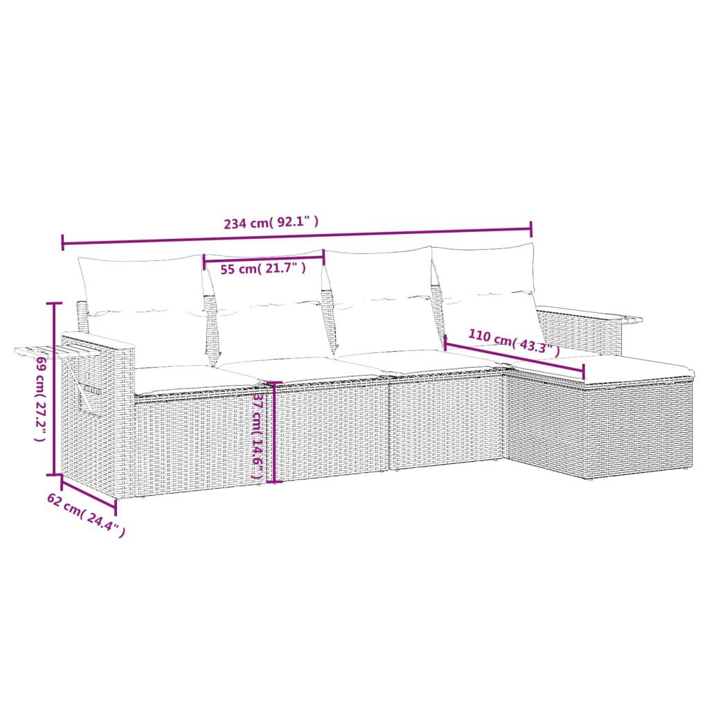 VidaXL Ensemble de canapés de jardin rotin synthétique  