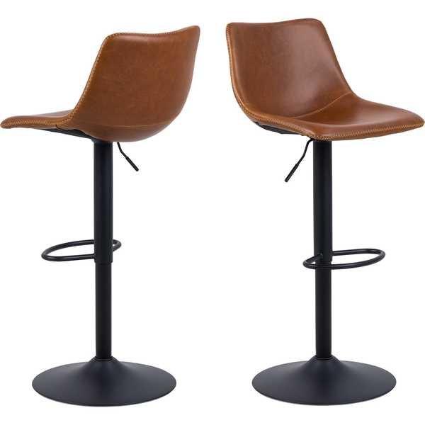 mutoni Tabouret de bar Barnstable cognac, noir (1 pièce)  