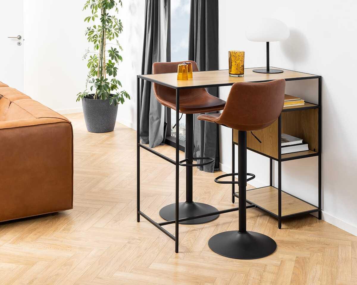 mutoni Tabouret de bar Barnstable cognac, noir  