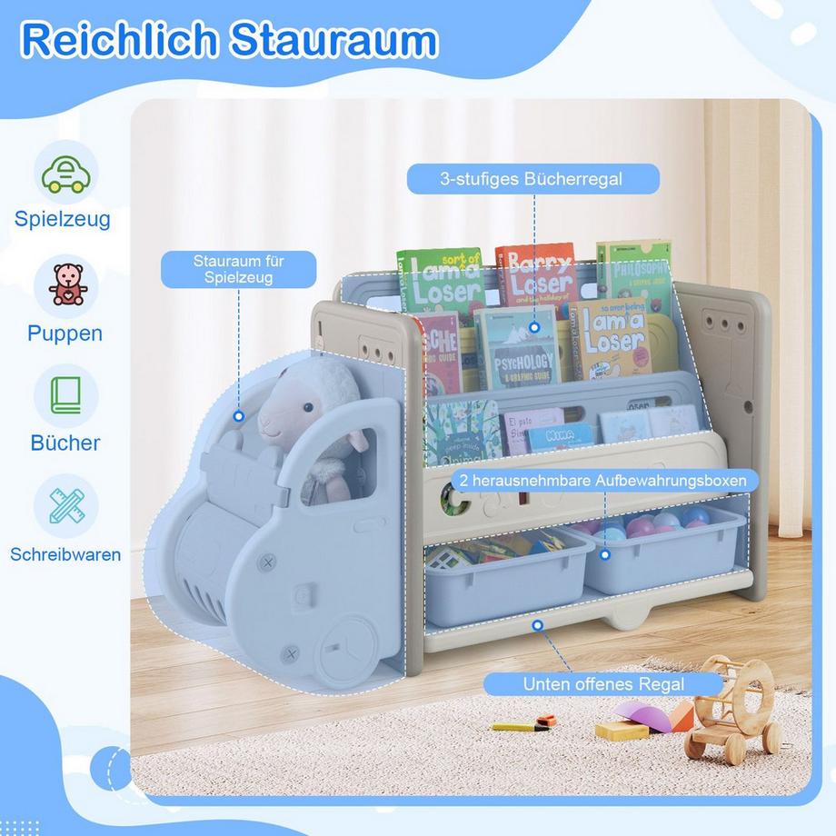 Northix Kinderbücherregal mit Spielzeugaufbewahrung  