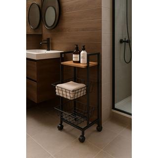 Northio Mobiletto portaoggetti mobile con 2 cestini e organizer per ripiani su ruote ModernHome  