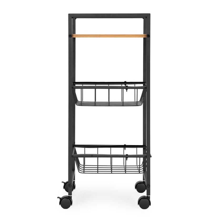 Northio Mobiletto portaoggetti mobile con 2 cestini e organizer per ripiani su ruote ModernHome  