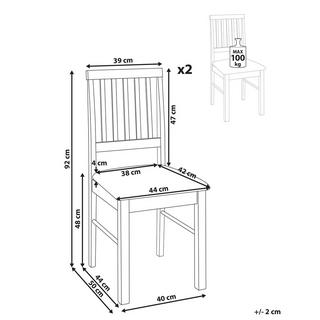 Beliani Esszimmerstuhl 2er Set aus Gummibaumholz Klassisch ORONO  