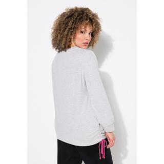 Ulla Popken  Sweat-shirt, cordon à froncer sur les côtés, col rond et manches longues 