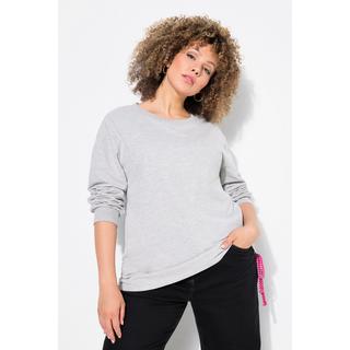 Ulla Popken  Sweat-shirt, cordon à froncer sur les côtés, col rond et manches longues 