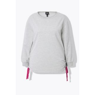 Ulla Popken  Sweat-shirt, cordon à froncer sur les côtés, col rond et manches longues 