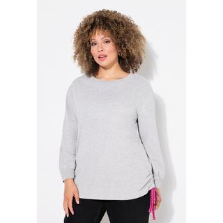 Ulla Popken  Sweat-shirt, cordon à froncer sur les côtés, col rond et manches longues 