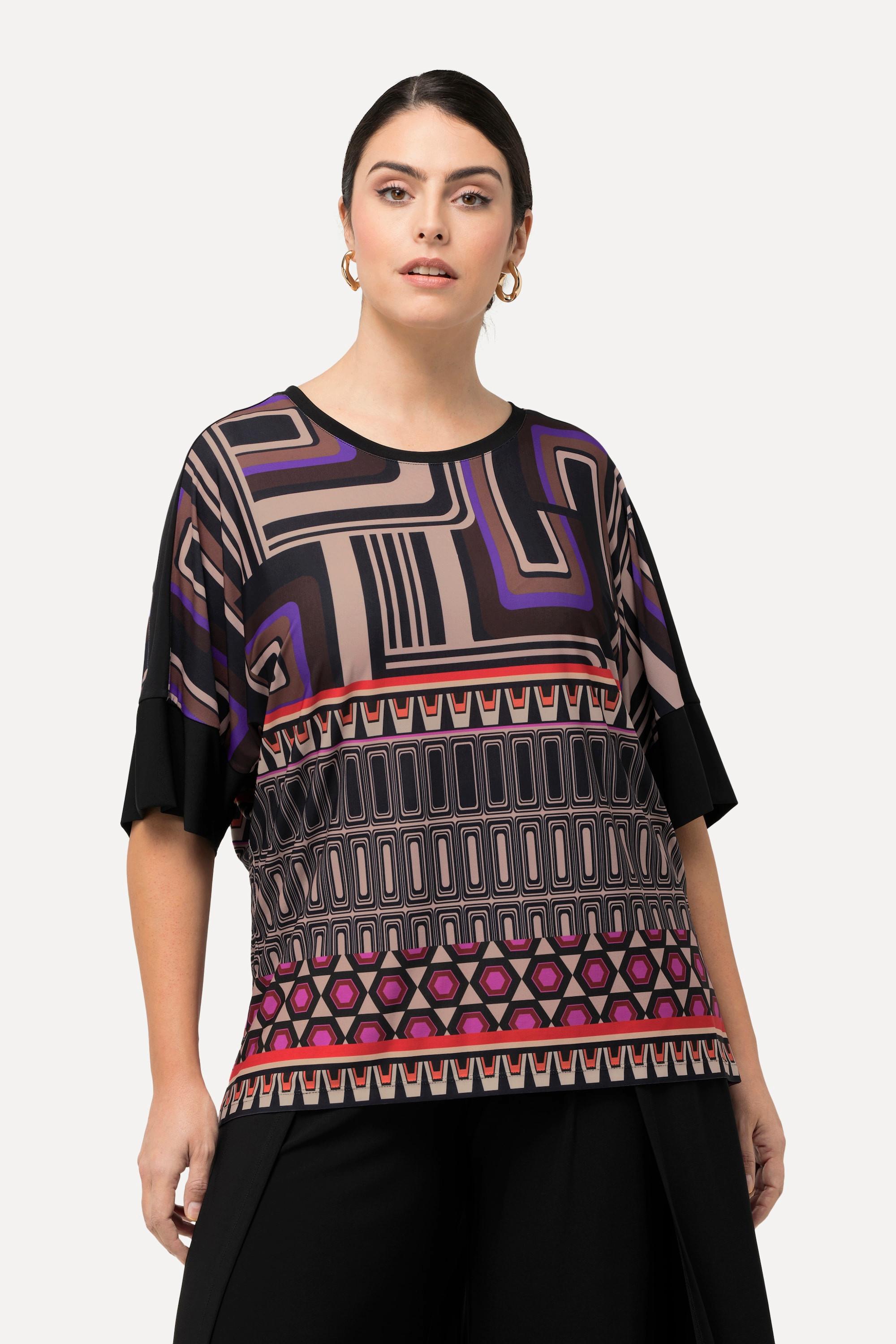 Ulla Popken  Maglia dal taglio oversize con scollo a girocollo e mezze maniche 