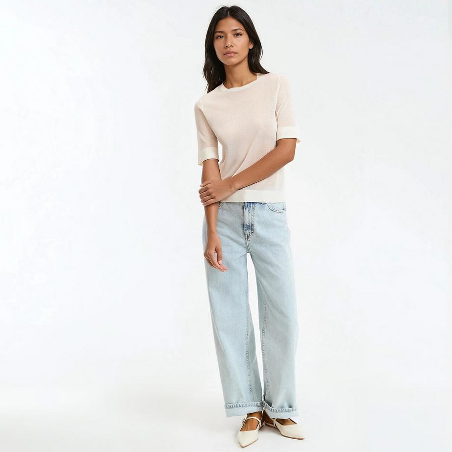 La Redoute Collections Feinstrick Kurzarm Rundhals Pullover  