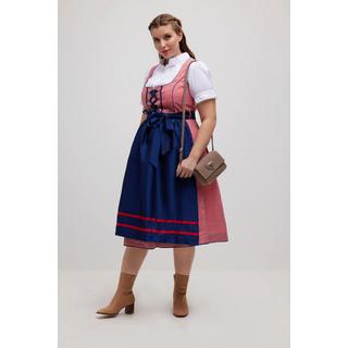 Ulla Popken  Dirndl, Karo, Schnürung, Carree-Ausschnitt, ärmellos 