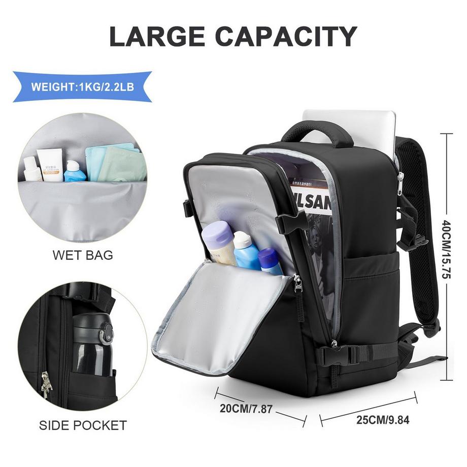Only-bags.store Wasserdichter Laptop Reiserucksack für Flugzeug Handgepäck  