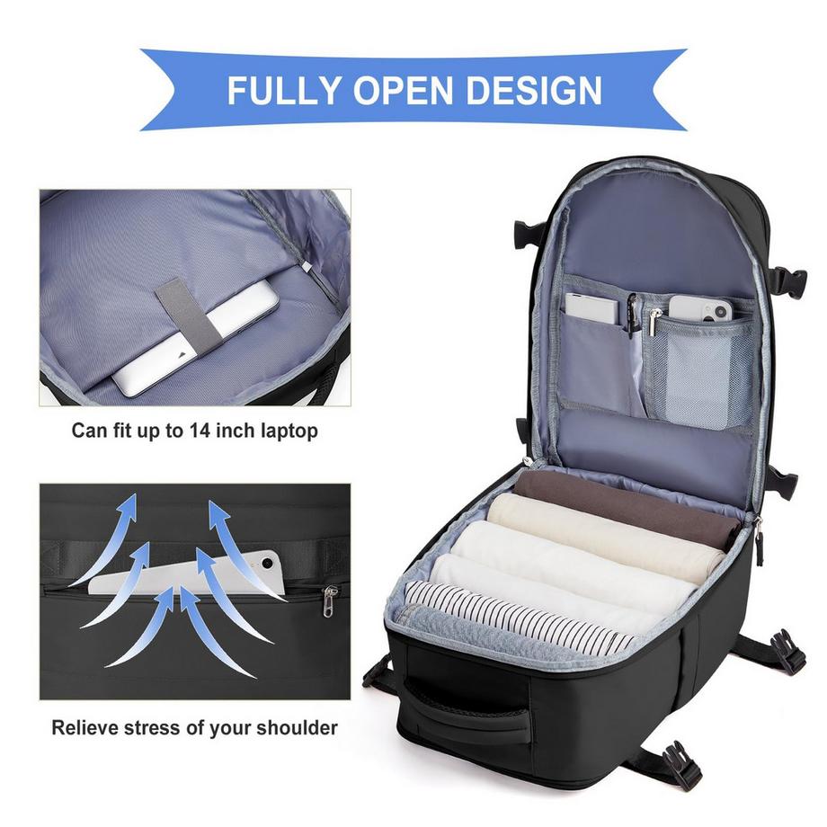 Only-bags.store Wasserdichter Laptop Reiserucksack für Flugzeug Handgepäck  