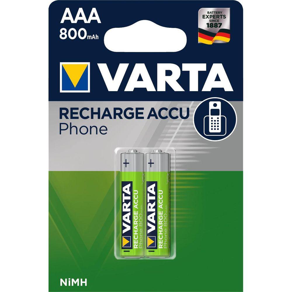 VARTA  Batteria ricaricabile Ni-MH AAA | 1,2 V DC | 750 mAh | precaricata | 2 schede di memoria 