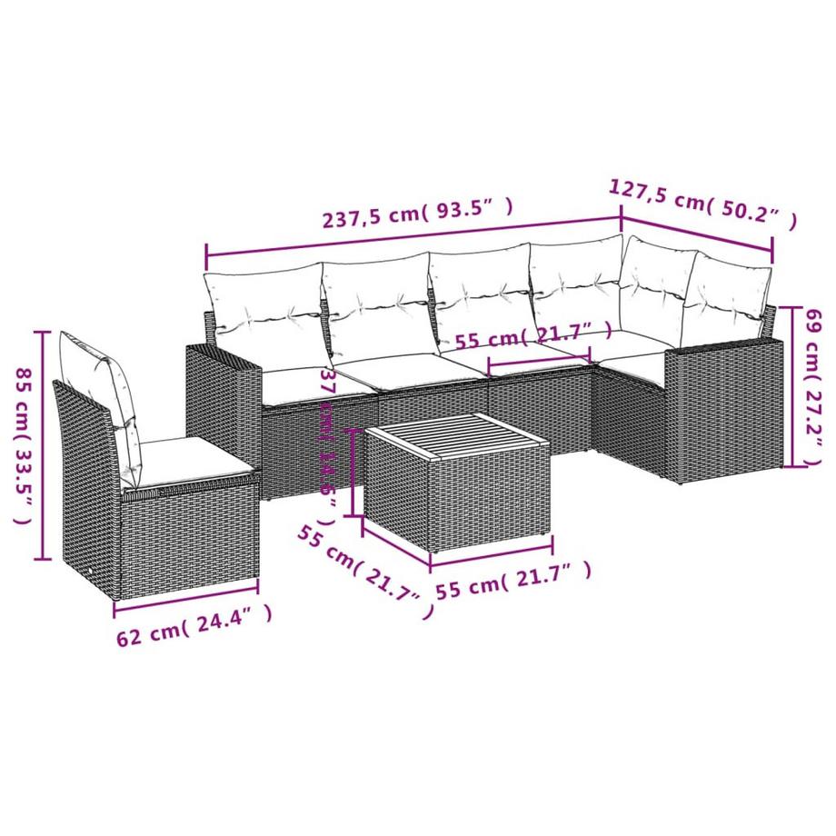 VidaXL Garten sofagarnitur poly-rattan  
