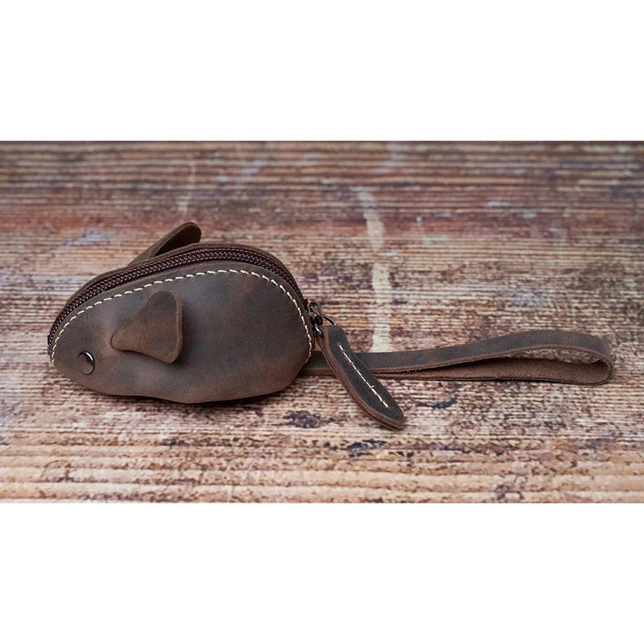 Only-bags.store Porte-monnaie Mini Souris Vintage en Cuir Véritable  