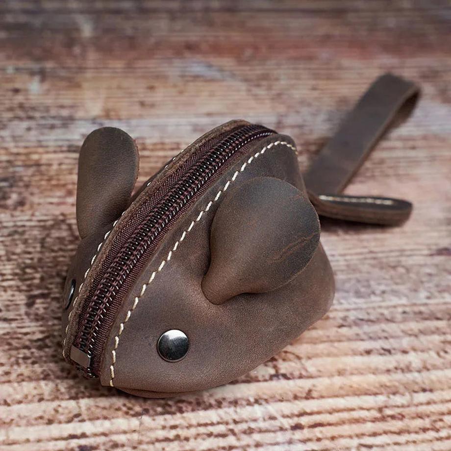 Vintage Mini Mini Münze Brieftasche Echtes Leder Kleine Brieftasche Maus Aufbewahrungstasche
